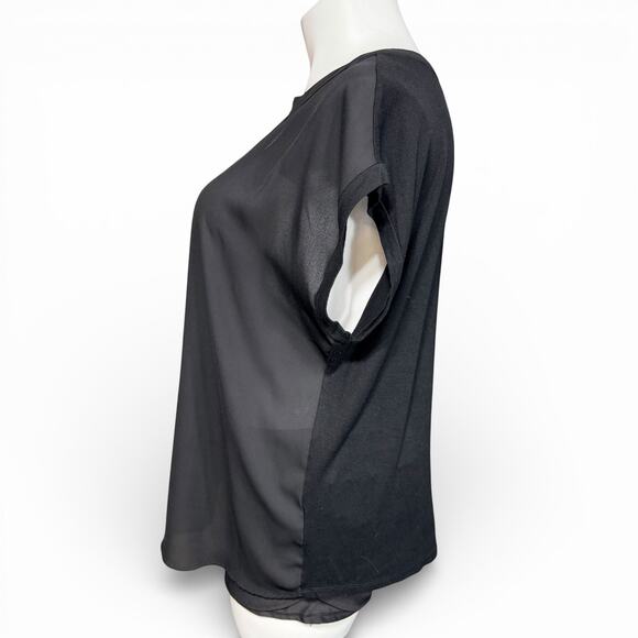 Papermoon Womens Blouse Shirt Top Pullover Keyhole Neckline Cap Sleeve Black 2X - Picture 5 of 7